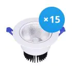 Voordeelpak 15x LED Downlight Rond Kantelbaar 15W 1200lm 60D - 930 Warm Wit | 135mm - Zaagmaat 110mm - UGR 
